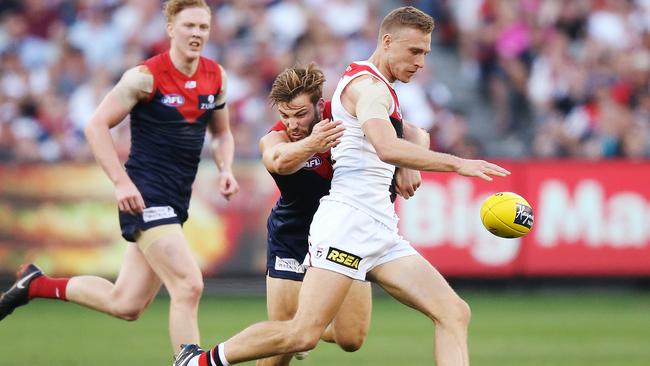 Callum Wilkie is making the most of his chance to shine in St Kilda’s defence. Picture: Michael Dodge/Getty Images. 