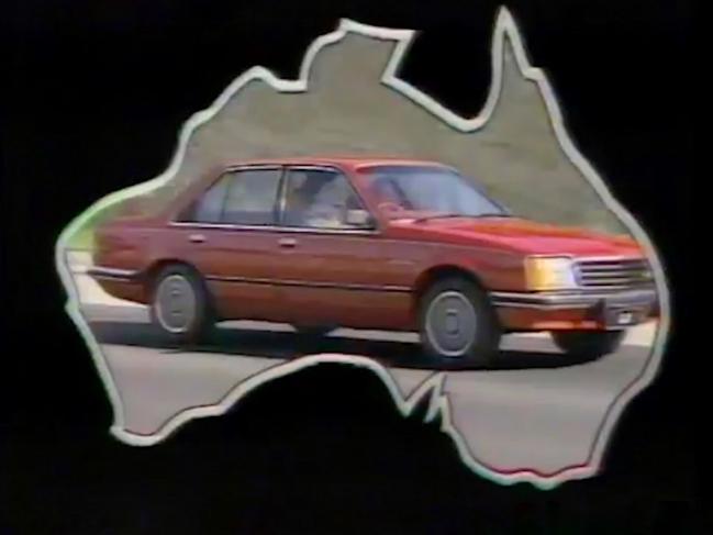 Screen shots from Holden's "Football, meat pies, kangaroos and Holden cars" TV ad in the 1970s.