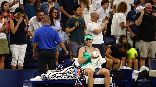 Alize Cornet enjoys her victory.