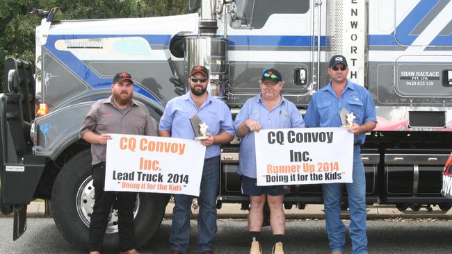 Jarod Lang, Tim North, Steve Latimer and Scott Shaw were all driving in the CQ Convoy on Sunday, October 5 2014 to raise money for the Rockhampton Hospital and the regional hospitals in CQ. Photo Madeline McDonald / The Morning Bulletin