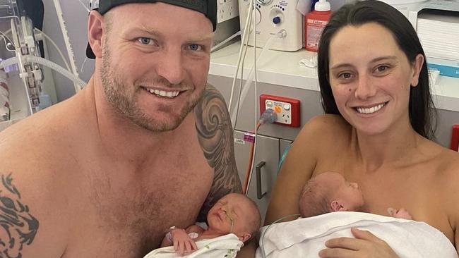 Sam and Brittany Groth welcomed babies Mason and Parker Groth. Picture: Instagram,