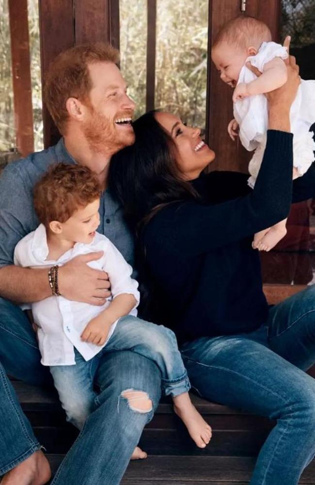 The Sussexes Harry and Meghan pose for their Christmas card last year with Archie and Lilibet Picture: Alexi Lubomirski/The Times