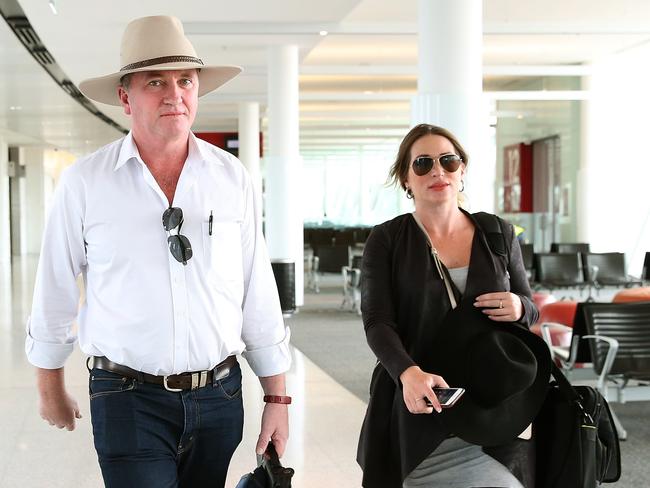 Barnaby Joyce and Vikki Campion at Canberra airport, prior to Sebastian’s birth. Picture: Kym Smith