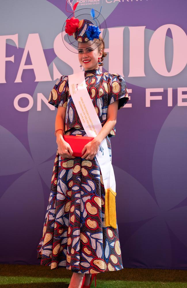 Anggie Wibowo Winner of the 2024 Darwin Cup Carnival Fashions on Field. Picture: Pema Tamang Pakhrin