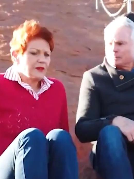 Pauline Hanson shuffled along the rock.