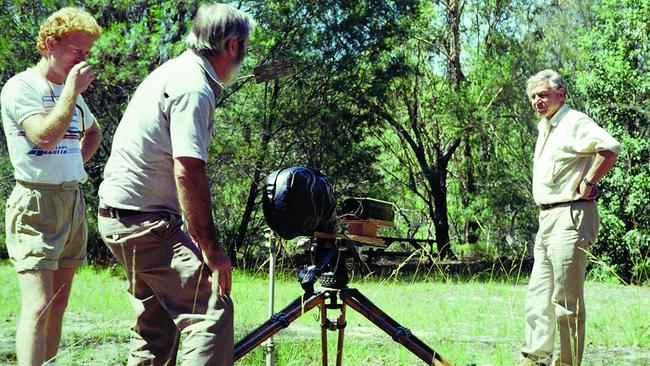 Jim Frazier filming David Attenborough in 1987. Picture: courtesy Jim Frazier