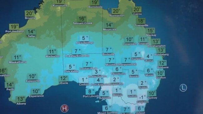 A cold front is bringing chill temperatures across Australia's southeast. Picture: BOM