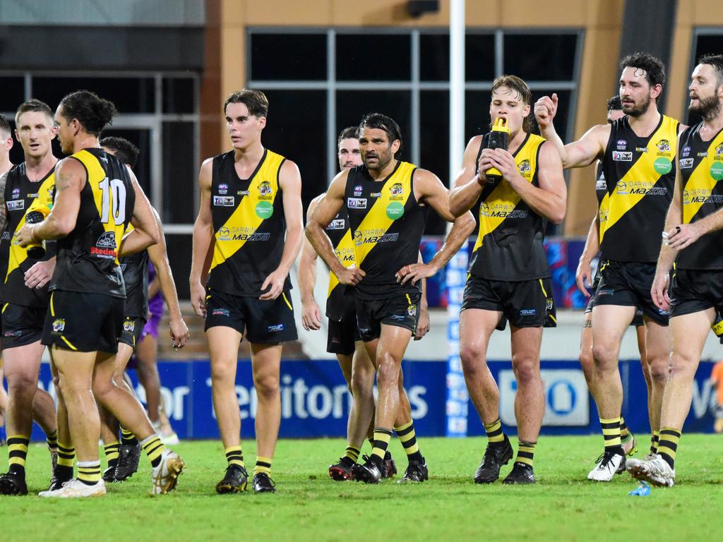 Nightcliff walk off after being beaten by Wanderers in Round 9. Picture: Tymunna Clements / AFLNT Media.