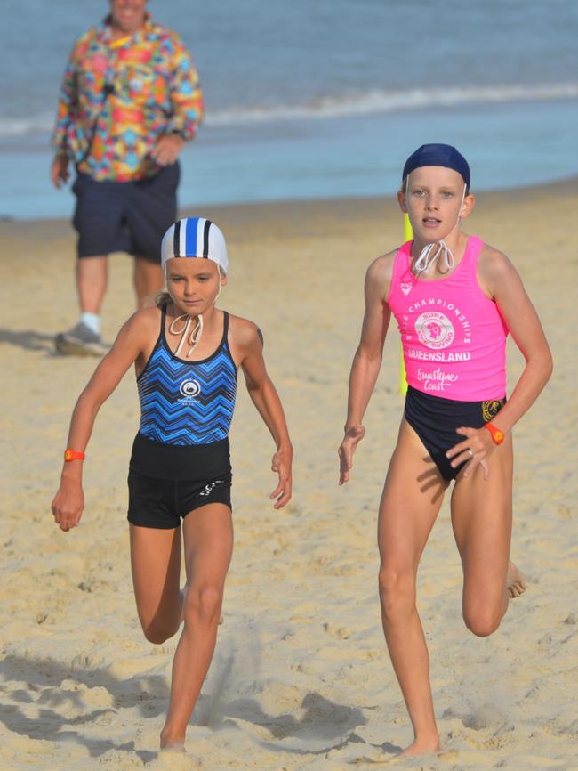 Running action at the Queensland Youth Surf Life Saving Championships on February 17.