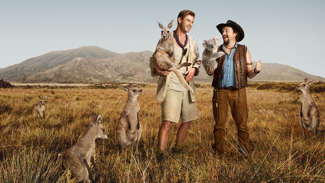 Chris Hemsworth and Danny McBride in the Crocodile Dundee inspired TV commercial that aired during the Super Bowl.