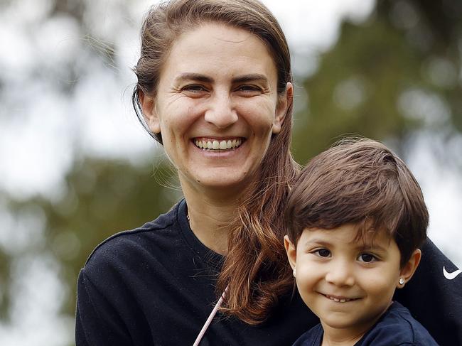 ***HOLD EMBARGO CHECK WITH DT PIC DESK BEFORE USE***,  DAILY TELEGRAPH - 23/3/23NSW ELECTION 2023 Ayten Okay with kids Lana (left) and Tuan at Parramatta this afternoon. Picture: Sam Ruttyn