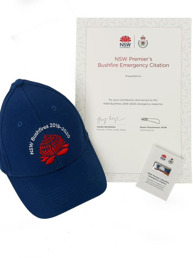 The citation package that will be sent out to 65,000 people who toiled throughout the bushfires. Picture: Sam Ruttyn