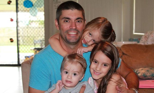 Bradley Davis with his beloved children, Baillee, Maddison and Jason. Picture: Contributed