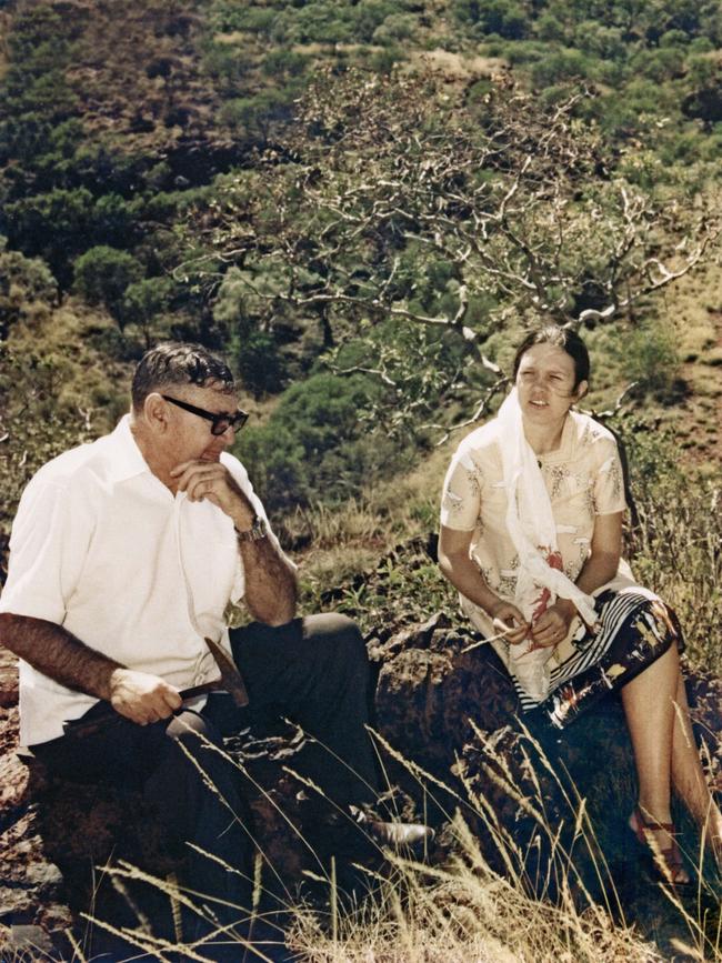 Rinehart with her father, Lang Hancock at Rhodes Ridge, WA, in the early 1980s. Picture: Hancock Prospecting