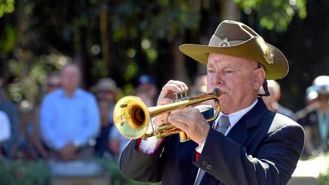 UNEXPECTED HORN: Andrew Gale got the toot he wasn't expecting one Anzac Day as a police officer. Pictured: Steve Caines played the last post at a Maryborough Anzac Day ceremony. Picture: Valerie Horton