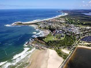 Yamba beaches from the sky. Picture: Adam Hourigan