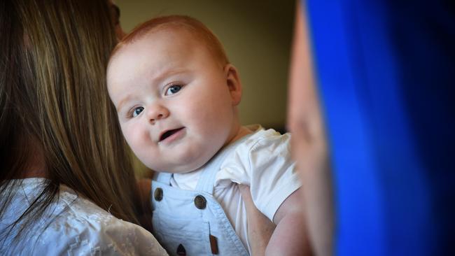 Baby William James Bonner was born five months ago at the Royal Women’s Hospital. Picture: Tony Gough