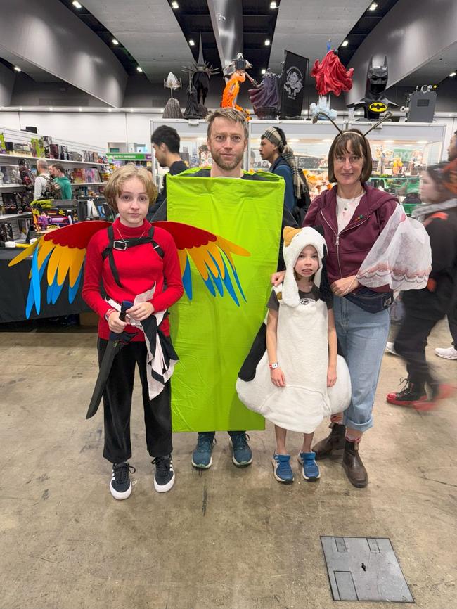 Lowan, Tim Corbett, Linny and Bree Corbett attend the Oz Comic Con Melbourne at the Melbourne Convention & Exhibition Centre on Sunday, June 08, 2025. Picture: Jack Colantuono