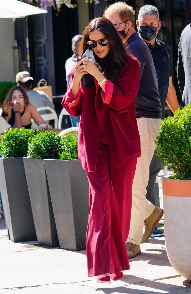 Meghan Markle, Duchess of Sussex and Prince Harry, Duke of Sussex are seen at Melba in Harlem on September 24, 2021 in New York City. Picture: Gotham/GC Images