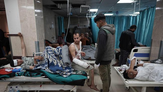 Wounded Palestinians receive treatment at the Shuhada al-Aqsa Hospital in Deir el-Balah in the central Gaza Strip this week. Picture: AFP