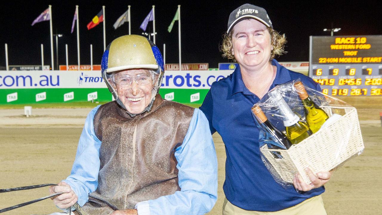 82-year-old trainer-driver Bob Kuchenmeister after winning on Leanne Leeann at Tabcorp Park Melton on Saturday night.