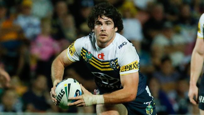 Cowboys Jake Granville takes the ball forward during round 20 NRL match at 1300 Smiles Stadium on Monday, July 27, 2015. (AAP Image/Michael Chambers) NO ARCHIVING, EDITORIAL USE ONLY