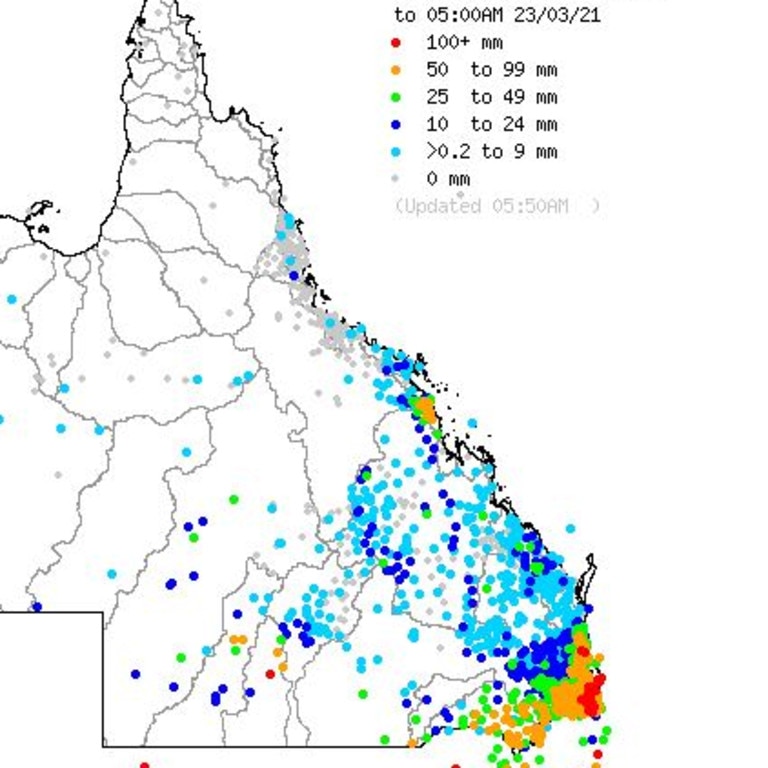 Parts of southeast Queensland received more than 200mm in the 24 hours to Tuesday morning.