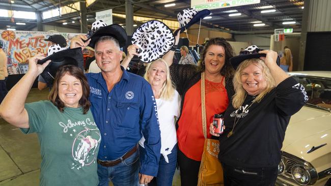 At Meatstock are (from left) Leanne Eichmann, Wayne Eichmann, Karen Horewycz, Sharon Lally and Bernie Crane at Toowoomba Showgrounds, Friday, April 8, 2022. Picture: Kevin Farmer