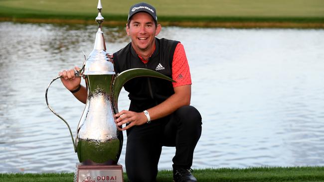 Lucas Herbert won the Dubai Desert Classic on the second playoff hole.