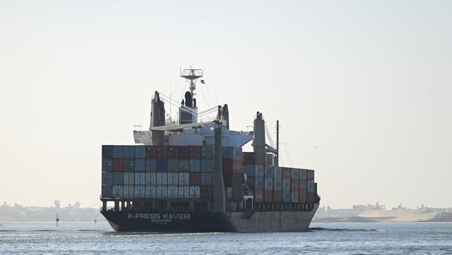 A ship transits the Suez Canal towards the Red Sea. Picture: Getty Images