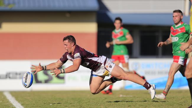 Kai O’Donnell goes close to scoring against Wynnum Manly. Picture: SMP Images