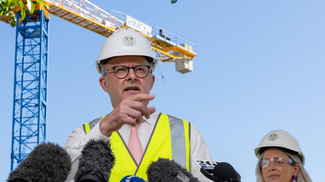 Prime Minister Anthony Albanese visits a housing project in Brisbane. Picture: Jason Edwards / NewsWire