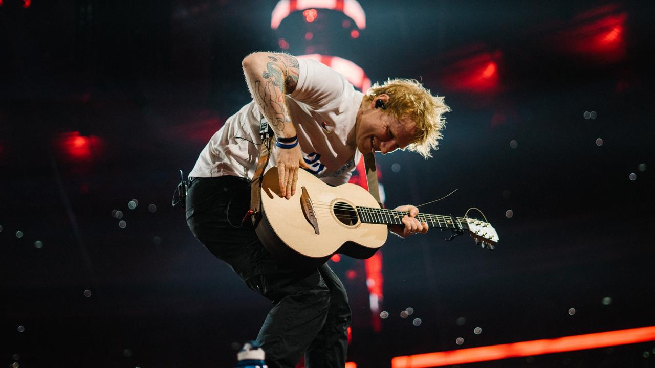 Ed Sheeran rocks a stadium with an acoustic guitar. Picture: Zakary Walters / Supplied