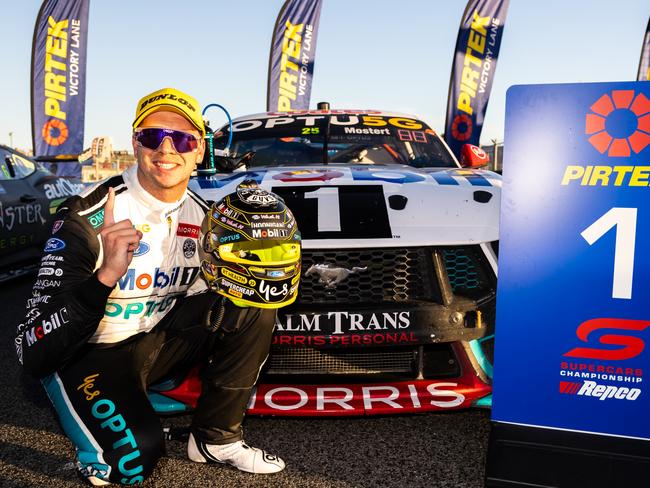 PERTH, AUSTRALIA - MAY 18: (EDITORS NOTE: A polarizing filter was used for this image.) Chaz Mostert driver of the #25 Mobil1 Optus Racing Ford Mustang GT during the Perth Supersprint, part of the 2024 Supercars Championship Series at Carco.com.au Raceway , on May 18, 2024 in Perth, Australia. (Photo by Daniel Kalisz/Getty Images)