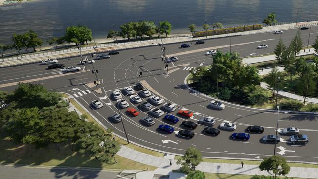 An artist impression showing the proposed Waterways Drive upgrade.