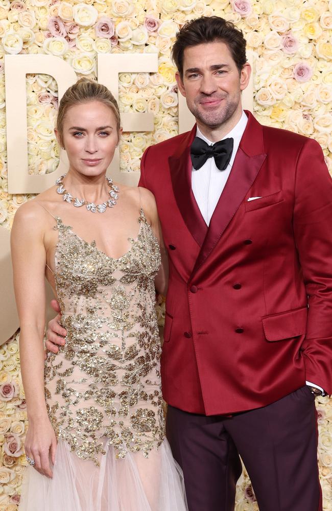 Emily Blunt and John Krasinski at the Golden Globes. Picture: Getty Images