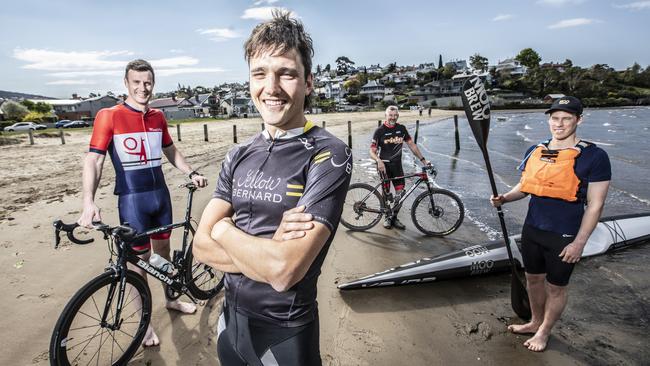 L-R Matt Wyton, Alex Hunt, Bill Cooper, Jack Viney who are the Moo Brew team competing in the Freycinet Challenge. Picture: EDDIE SAFARIK