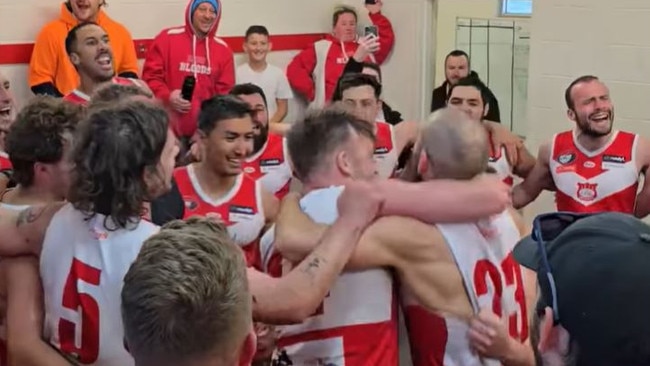 Lalor celebrates its drought-breaking win.