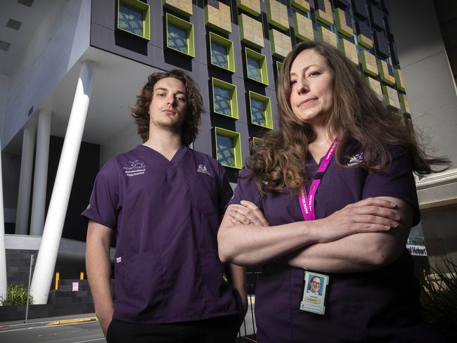 Royal Hobart Hospital pharmacists Aiden Stalker and Lauren Vanier. Picture: Chris Kidd