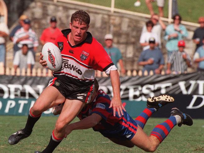 Matt Seers in the glorious red, white and black of North Sydney in 1997. Picture: News Corp