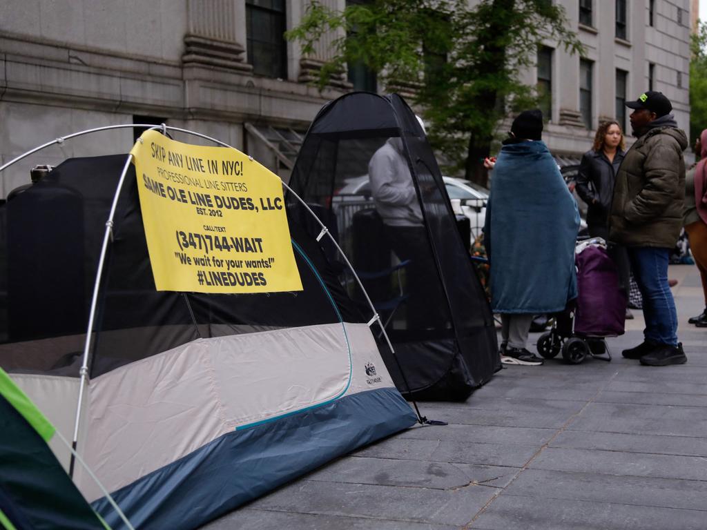 People wait in line outside federal court before the sex trafficking trial of Sean Combs. Picture: AFP