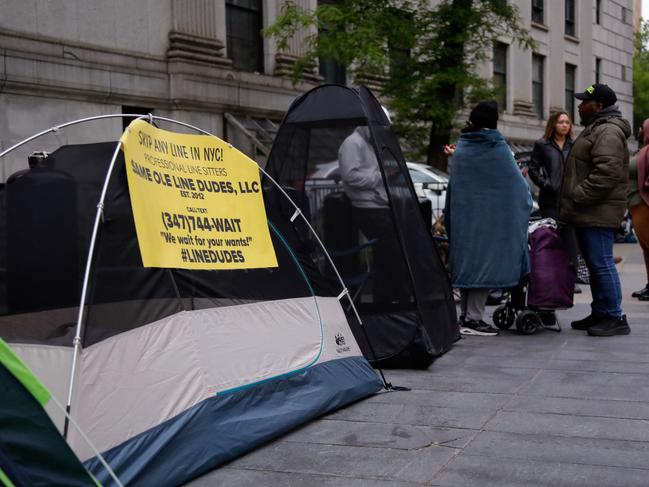 People wait in line outside federal court before the sex trafficking trial of Sean Combs. Picture: AFP
