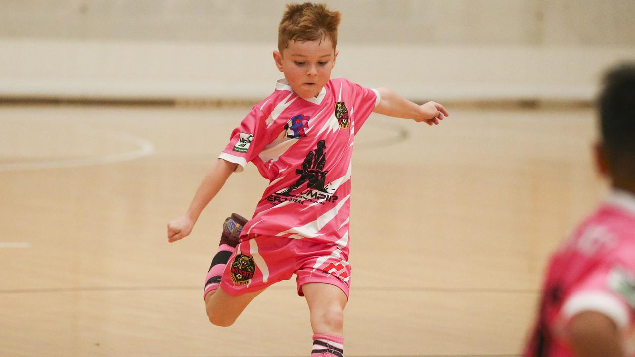 Action from the Hurstville Barbarians V Bundaberg Wild Cats at the Gold Coast International Futsal tournament. Picture: Glenn Campbell