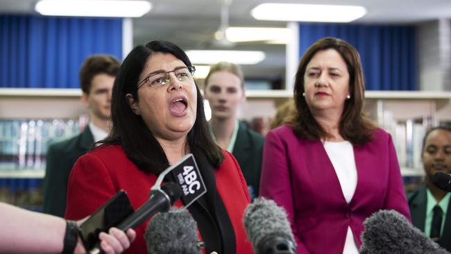 Education Minister Grace Grace (left) and Premier Annastacia Palaszczuk. Picture: AAP Image/Attila Csaszar