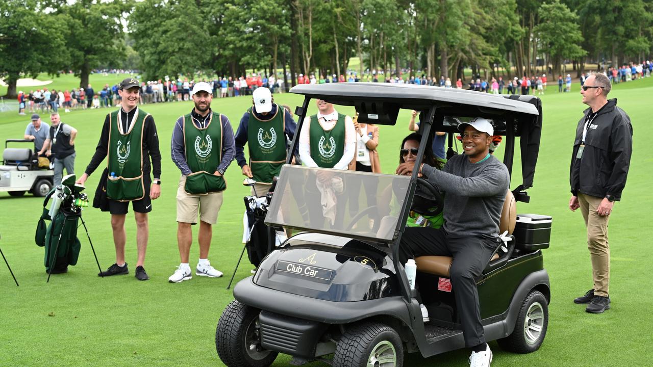 Tiger was having fun. Photo by Ross Kinnaird/Getty Images