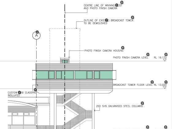 The artist's impression from the southern aspect of the proposed elevated broadcast tower to replace the existing one at Coffs Harbour Racing Club in Howard Street, Coffs Harbour.