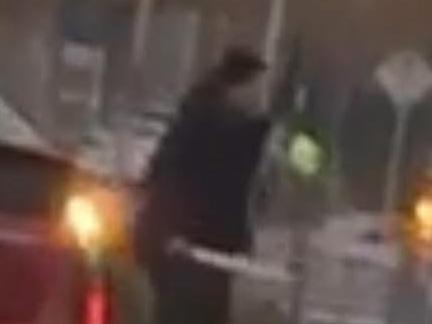Five youths armed with machetes were filmed during an attempted carjacking at CS Square, Caroline Springs Picture: Supplied