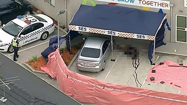 Forensic officers aexamining the scene after Numan Haider was shot dead. Picture: Supplied