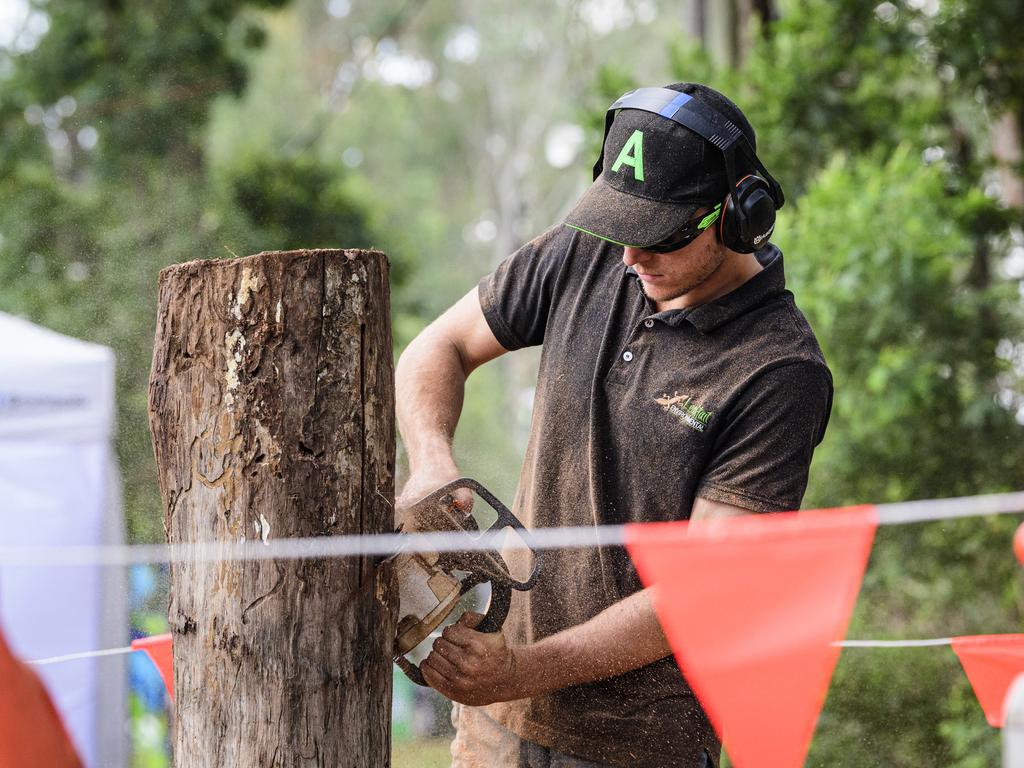 Ben Sparshott of Leaftail Environmental demonstrates chainsaw carving at the Hampton Festival, Saturday, May 17, 2025. Picture: Kevin Farmer