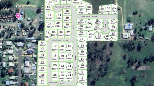 Mock-up of how the new estate in between Cleary and Carmody St overlayed the current  landscape (Photos: SDRC/ Google Maps)